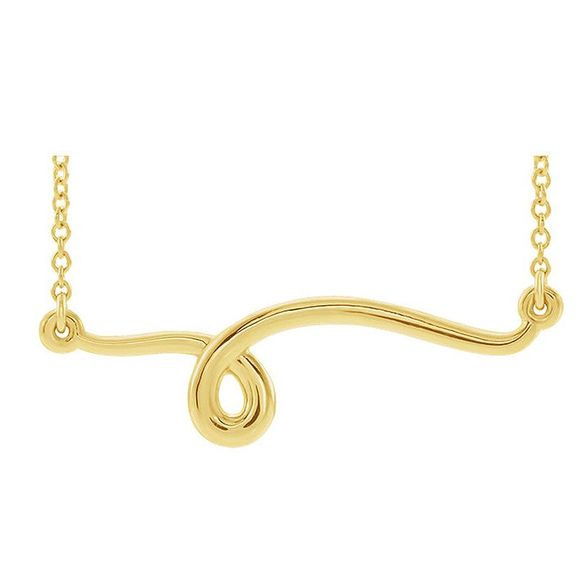 14k Yellow Gold Freeform Loop Bar Necklace, 18 Inch